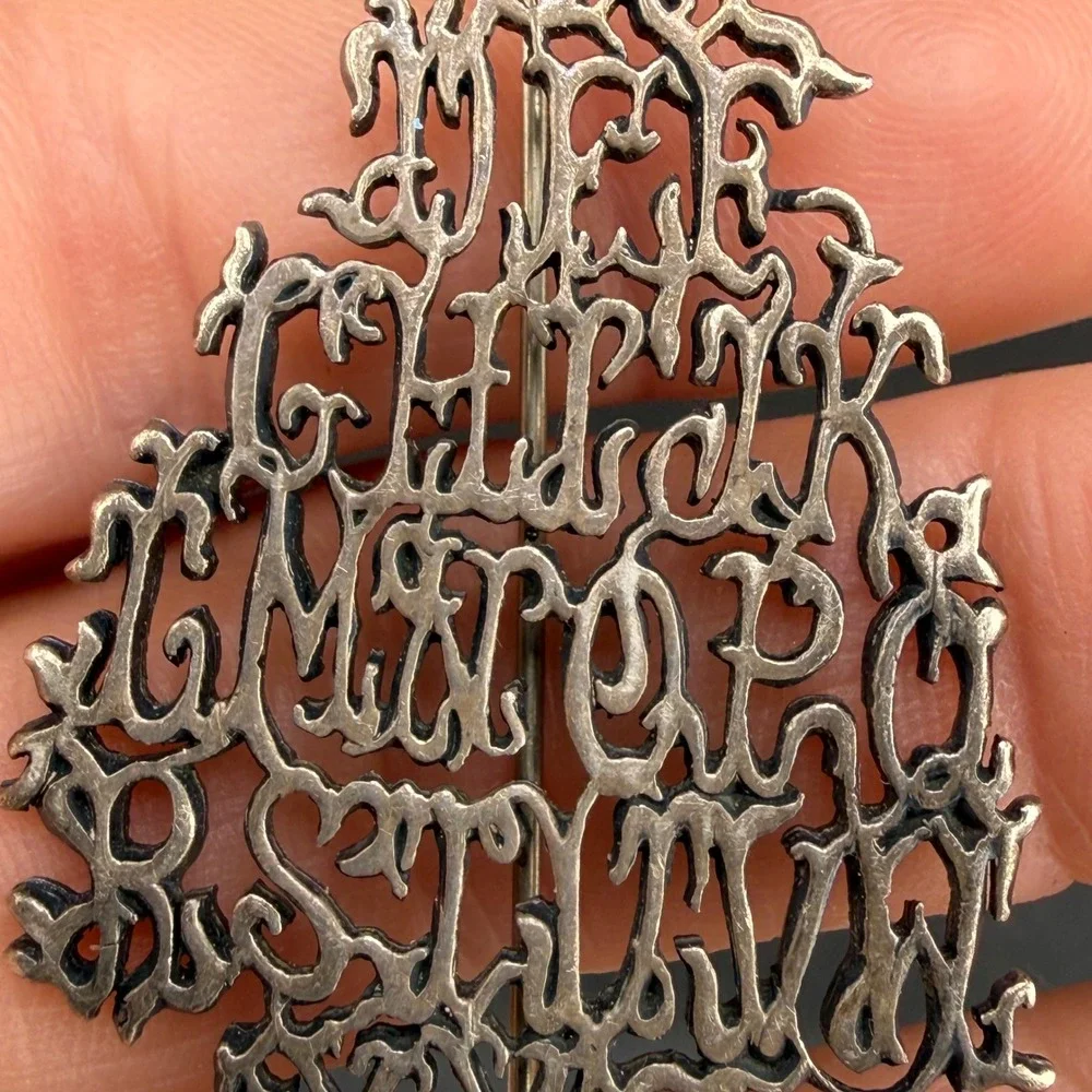 Vintage Shelburne Museum Brooch Sterling Silver C&C Alphabet Tree Brooch Gothic